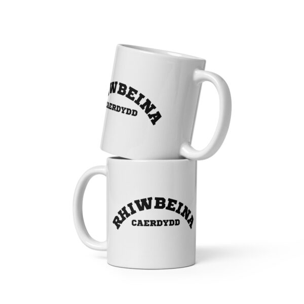 White glossy Rhiwbeina mug